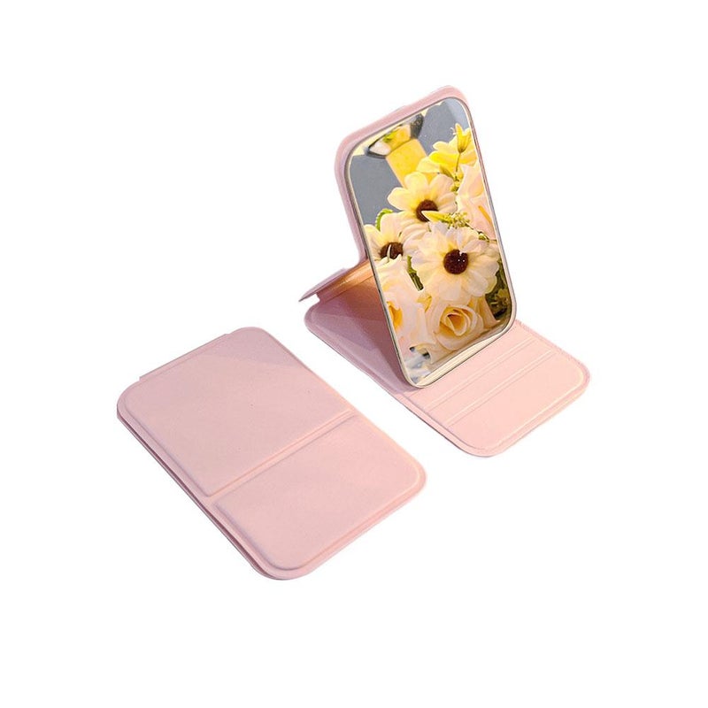 Instagram-style makeup mirror, clear makeup touch-up mirror, travel portable small folding mirror, black.